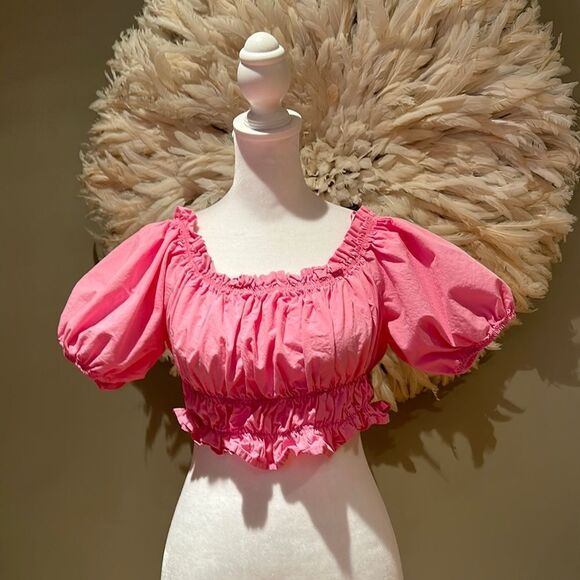 Zara Pink Off-Shoulder Crop Top - Picture 2 of 4